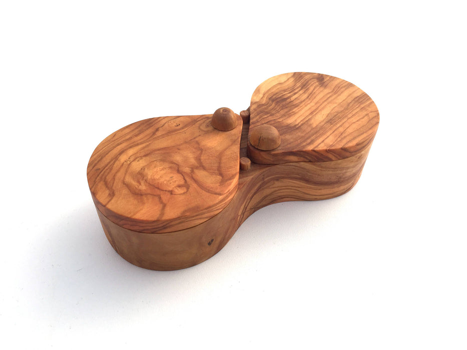 Spice box 2 compartments salt - pepper box olive wood handmade