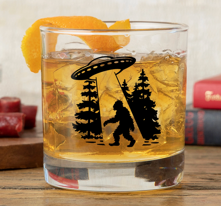 Whiskey Rock Glasses UFO & Bigfoot