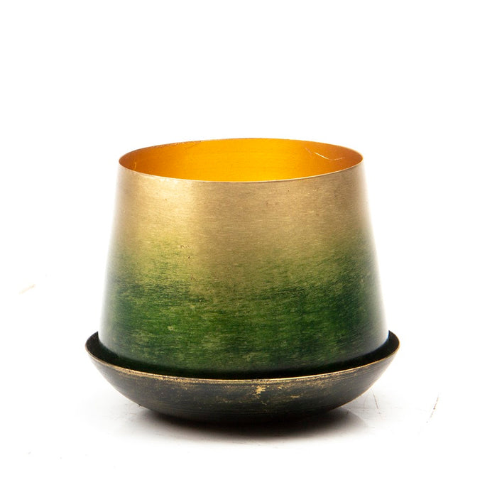 Small Joe Pot & Saucer - Forest & Gold