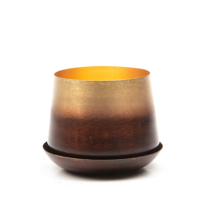 Small Joe Pot & Saucer - Mahogany & Gold
