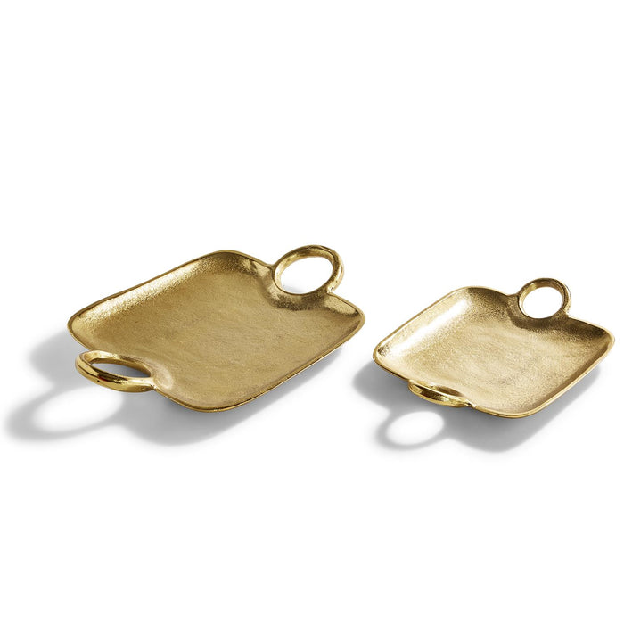 Metropolitan Set of 2 Decorative Gold Trays with Handles