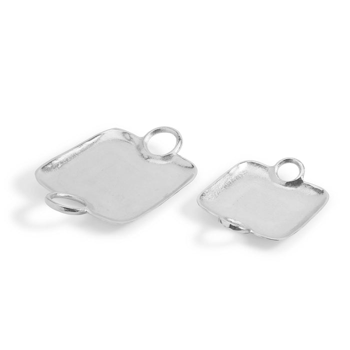 Metropolitan Set of 2 Decorative Silver Trays with Handles