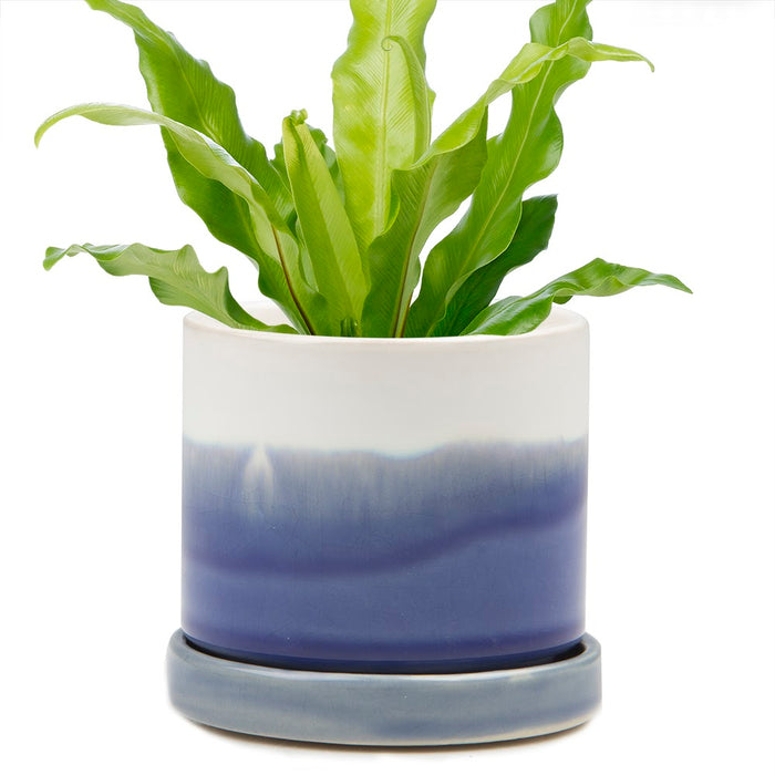 Blue Layers Planter Pot & Saucer Larger