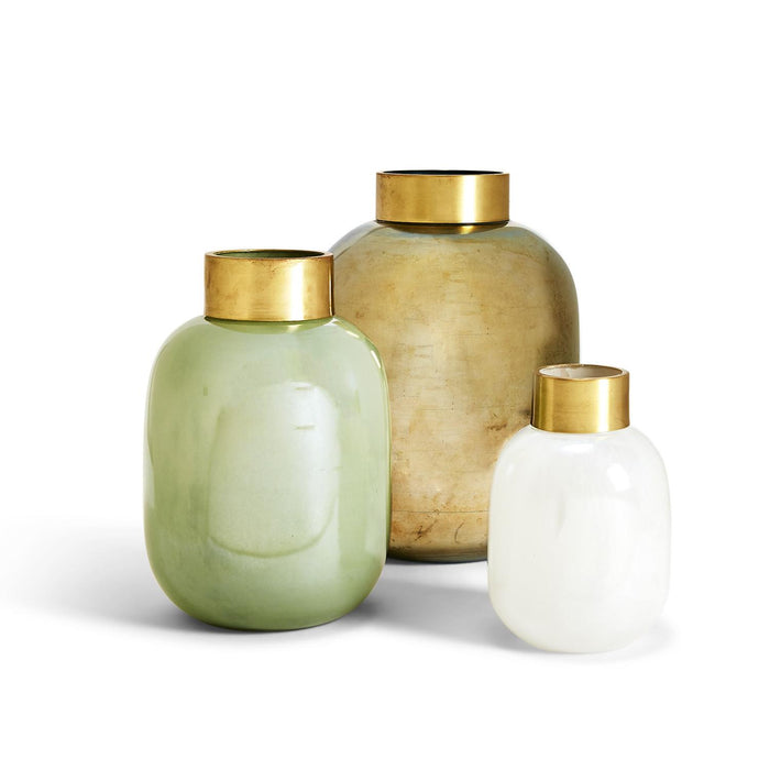 Set of 3 Lux Vases with Golden Collar